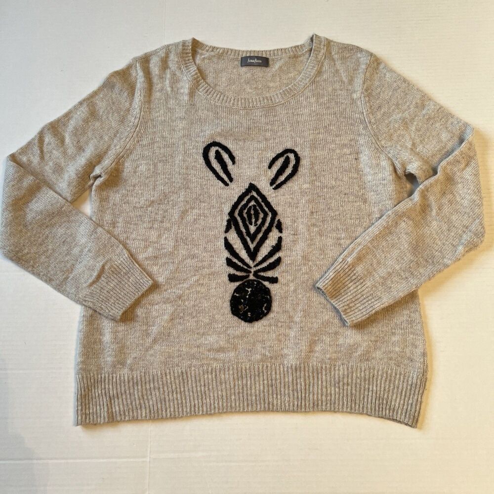 Neiman Marcus Sz M Cotton Angora Blend Sweater Beige Women EXCELLENT